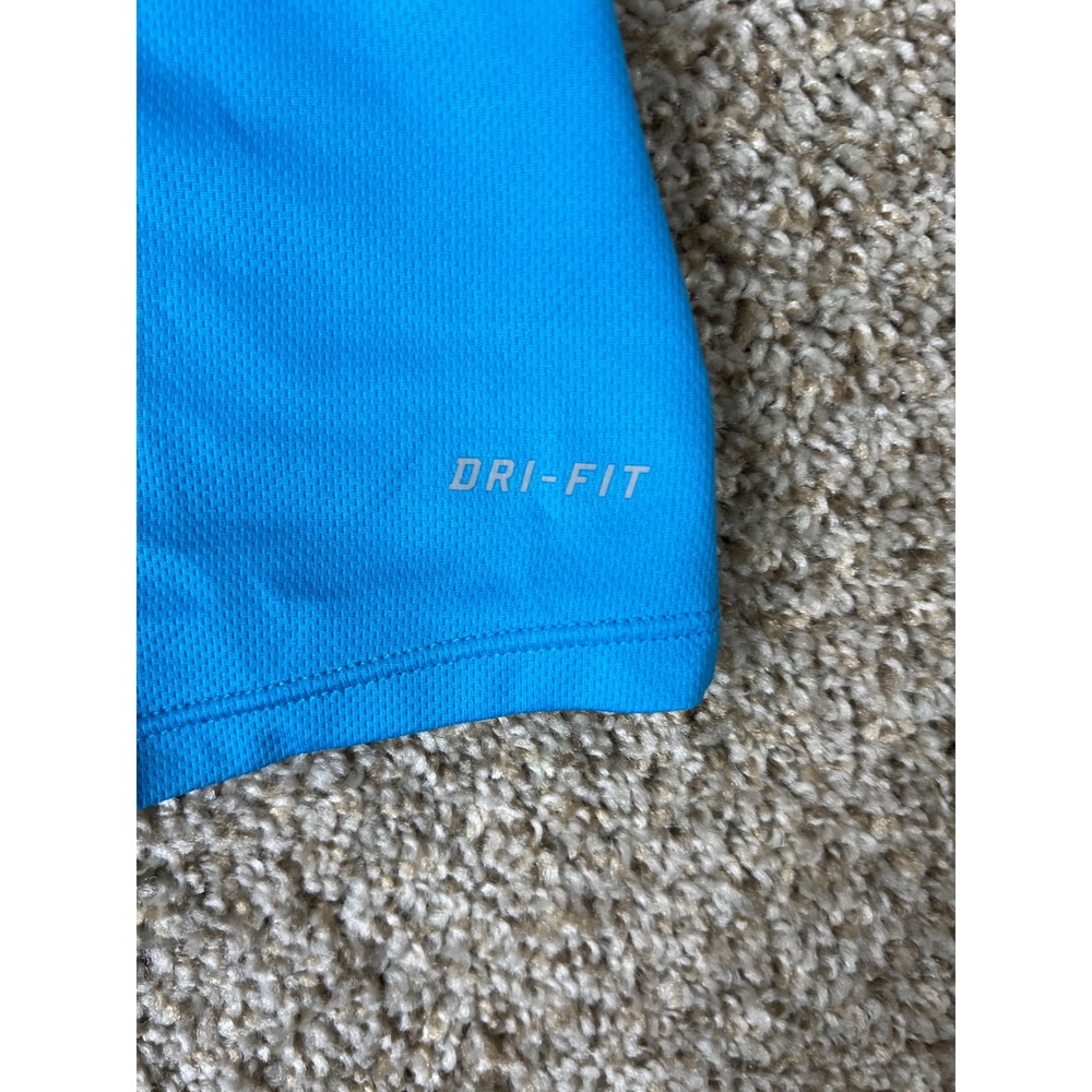 Nike Running Dri-FIT Shirt Womens Medium Blue Colorblock Short Sleeve Gym Top - Picture 7 of 7